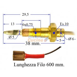 termocoppia per piano cottura valvolato - varie marche 600 mm.