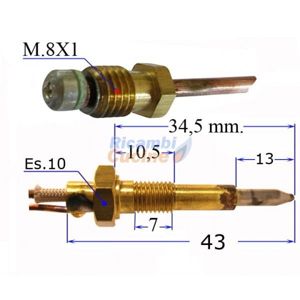 termocoppia per piano cottura valvolato - varie marche 600 mm. - Ricambi  Elettrodomestici - Bruciatori Spartifiamma Piattelli