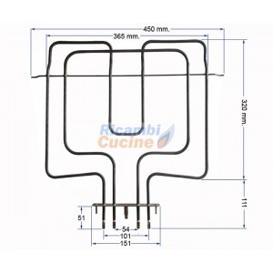 RESISTENZA PER FORNO 1600+900 W 2500 W TIPO WHIRLPOOL BAUKNECHT IGNIS IKEA ALGOR BOSSMATICI E VARIE