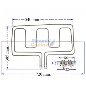 RESISTENZA DOPPIA MAXIFORNO W1000/2000 V230 TIPO LOFRA CODICE ORIGINALE LOFRA: 03010498 