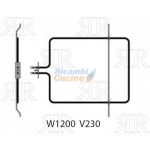 RESISTENZA CIELO FORNO ONOFRI-WHIRLPOOL-BEKO W1200  V230